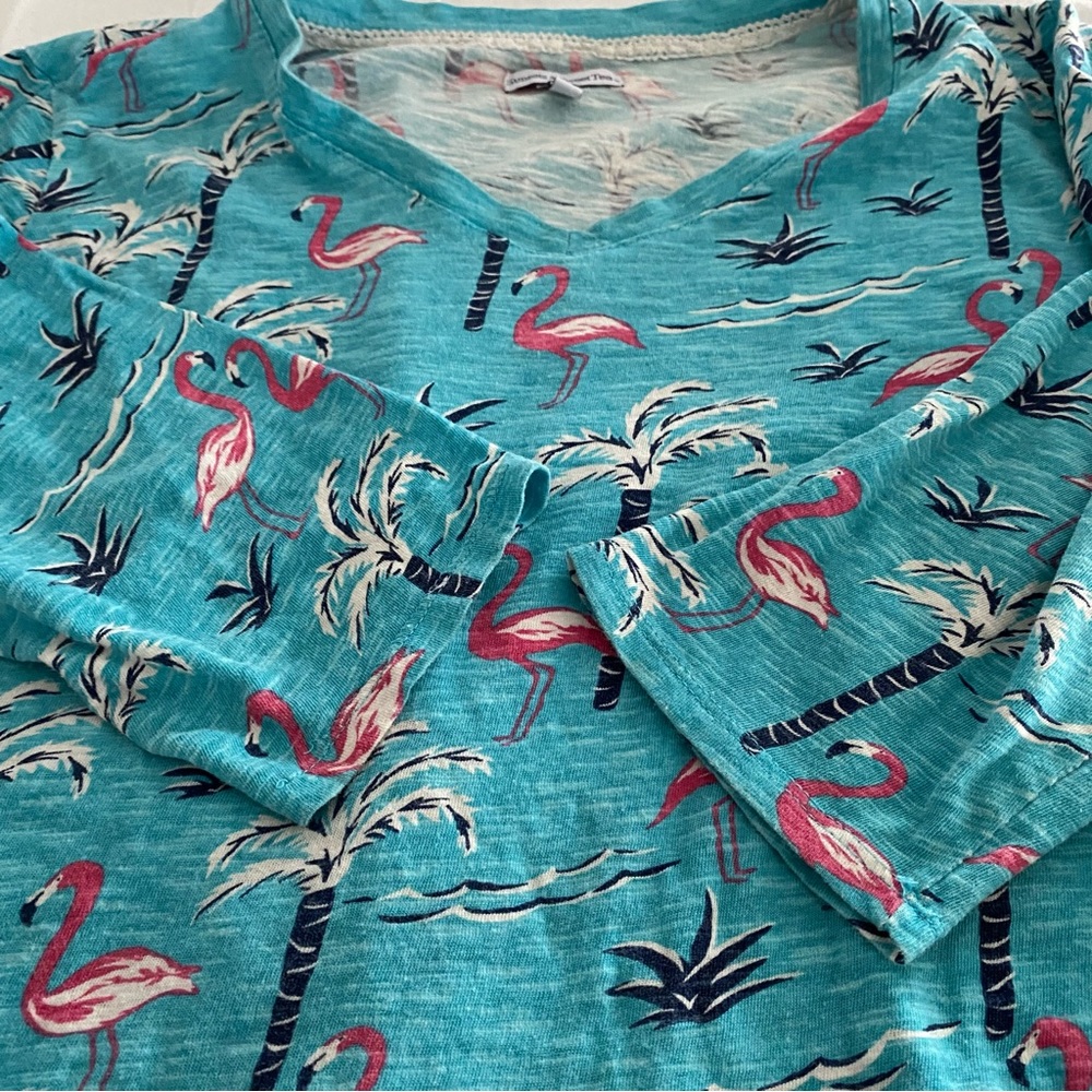 Sunset & Sweet Tea Flamingo palm trees in Turquoise SZ L ADORABLE!!! - Picture 8 of 13